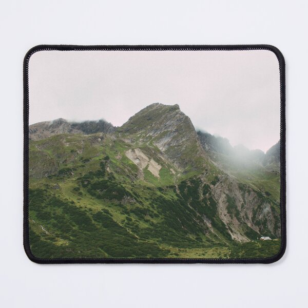 Item preview, Green alpine valley with views of mountain huts designed and sold by rhosbahu.