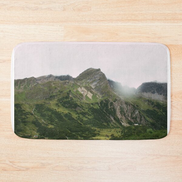 Item preview, Green alpine valley with views of mountain huts designed and sold by rhosbahu.