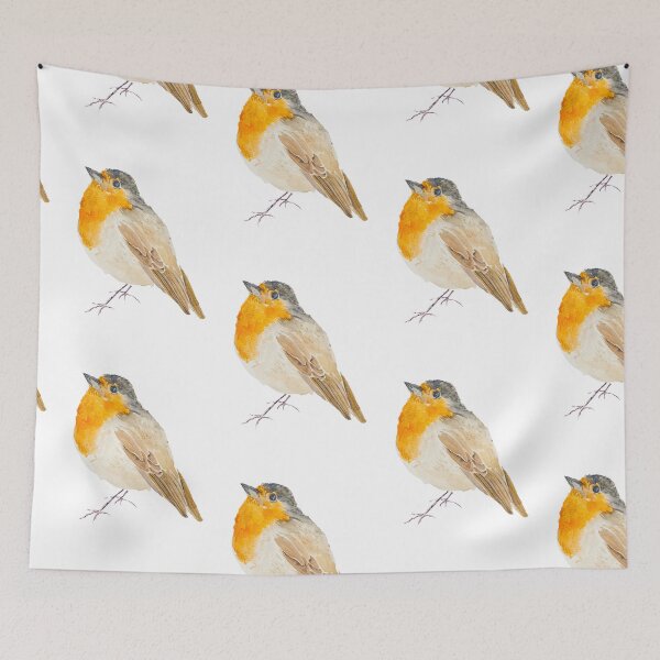 Item preview, Orange Robin Watercolor Painting Garden Bird Art 5 designed and sold by ColorandColor.