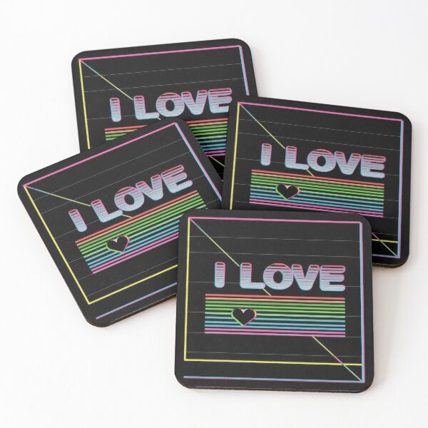 Item preview, Retro Neon I LOVE Text with Heart and Colorful Lines designed and sold by CreativeLarysa.