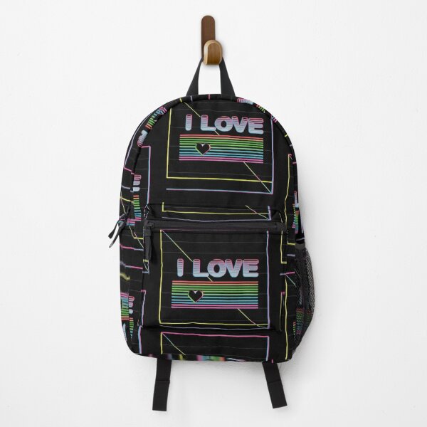 Item preview, Retro Neon I LOVE Text with Heart and Colorful Lines designed and sold by CreativeLarysa.