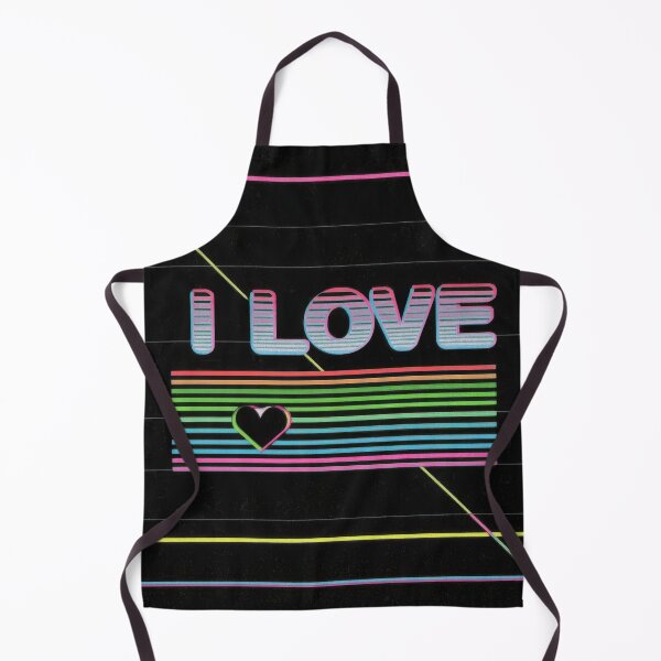 Item preview, Retro Neon I LOVE Text with Heart and Colorful Lines designed and sold by CreativeLarysa.