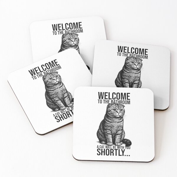 Item preview, Welcome to the bathroom, a cat will be with you shortly – Funny Scottish Fold Cat Design designed and sold by xndrlab.