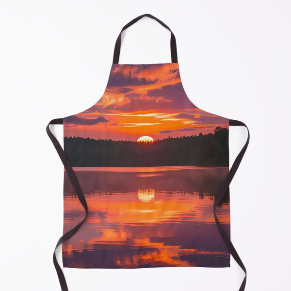 Item preview, landscape of the setting sun over a forest lake designed and sold by StyleAndVibe.
