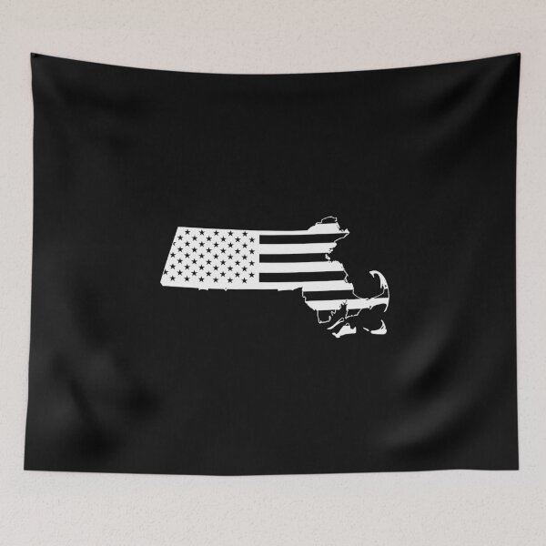 Item preview, Massachusetts USA Flag Silhouette – Stars and Stripes State Outline designed and sold by Paper Drip.