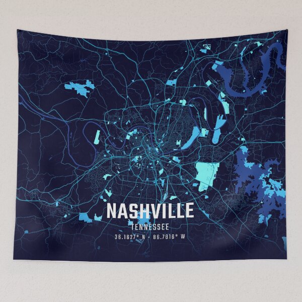Item preview, Nashville Midnight City Map designed and sold by HomeLivingCo.