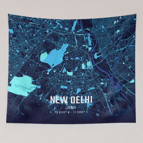 Item preview, New Delhi Midnight City Map designed and sold by HomeLivingCo.