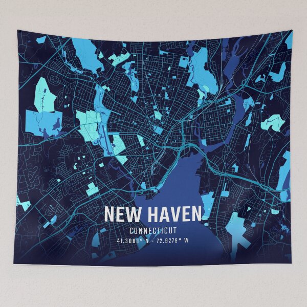 Item preview, New Haven Midnight City Map designed and sold by HomeLivingCo.