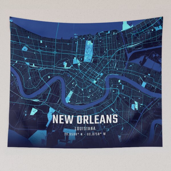 Item preview, New Orleans Midnight City Map designed and sold by HomeLivingCo.