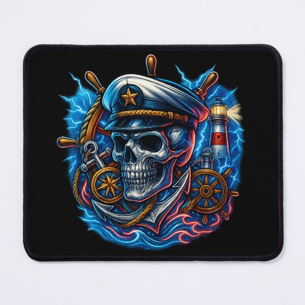 Item preview, Neon Nautical Captain Skull designed and sold by LaNadaYFundante.