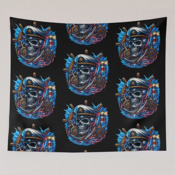 Item preview, Neon Nautical Captain Skull designed and sold by LaNadaYFundante.