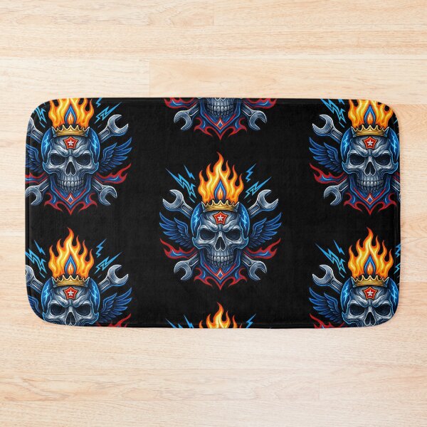 Item preview, Flaming-Crown Mechanical Skull (R/W/B) designed and sold by LaNadaYFundante.