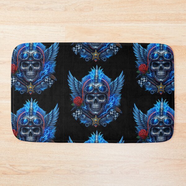 Item preview, Winged Hot-Rod Skull with Goggles &amp; Checkered Flags designed and sold by LaNadaYFundante.