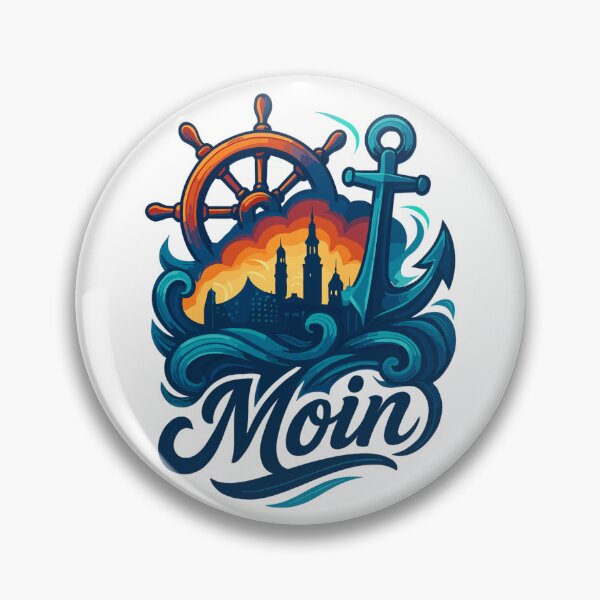 Item preview, Hamburg Moin City Silhouette Anchor Steering Wheel Harbor Gift designed and sold by Pineapple-Tree.