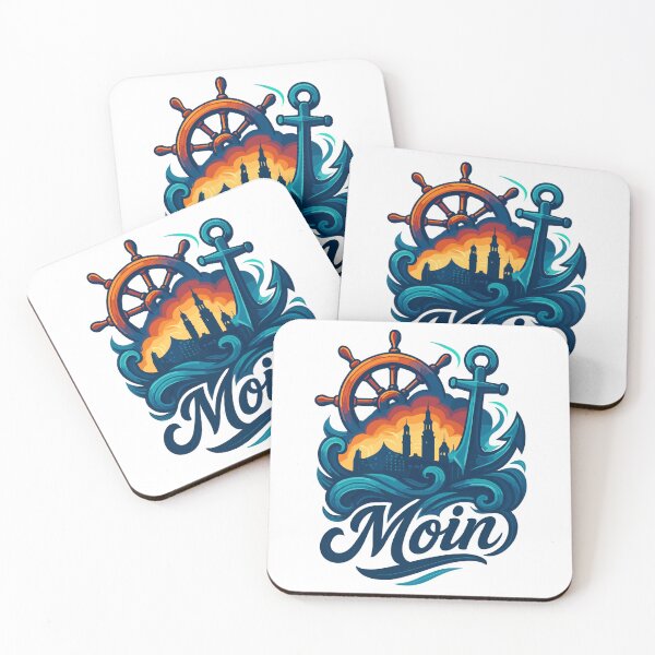 Item preview, Hamburg Moin City Silhouette Anchor Steering Wheel Harbor Gift designed and sold by Pineapple-Tree.