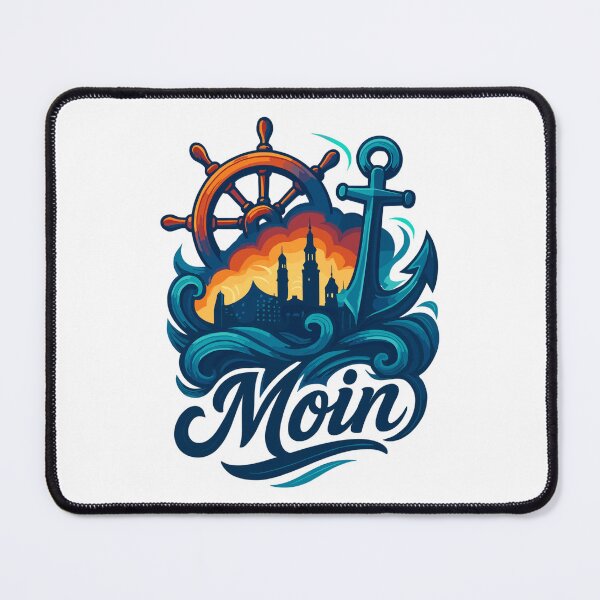 Item preview, Hamburg Moin City Silhouette Anchor Steering Wheel Harbor Gift designed and sold by Pineapple-Tree.