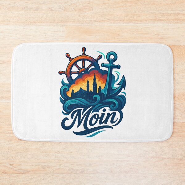 Item preview, Hamburg Moin City Silhouette Anchor Steering Wheel Harbor Gift designed and sold by Pineapple-Tree.
