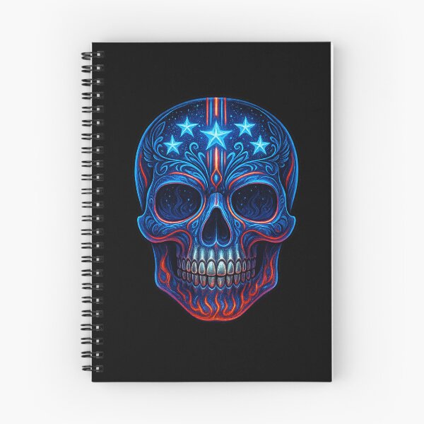 Item preview, Neon Patriotic Skull with Stars &amp; Pinstriping designed and sold by LaNadaYFundante.