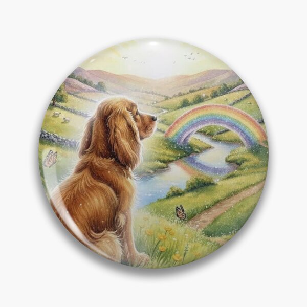 Item preview, Rainbow Bridge Dog Memorial Art – Golden Labrador in Sunny Meadow with Rainbow designed and sold by Pixel Pout.