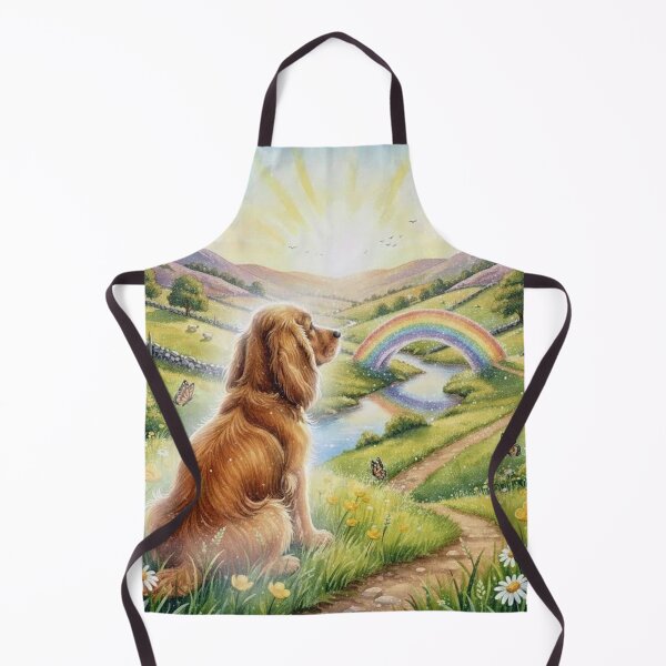 Item preview, Rainbow Bridge Dog Memorial Art – Golden Labrador in Sunny Meadow with Rainbow designed and sold by Pixel Pout.