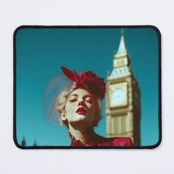 Item preview, Lady in red in London - glamorous fashion portrait designed and sold by KsaveraArt.