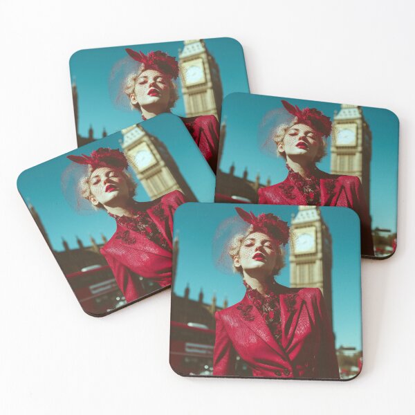 Item preview, Lady in red in London - glamorous fashion portrait designed and sold by KsaveraArt.