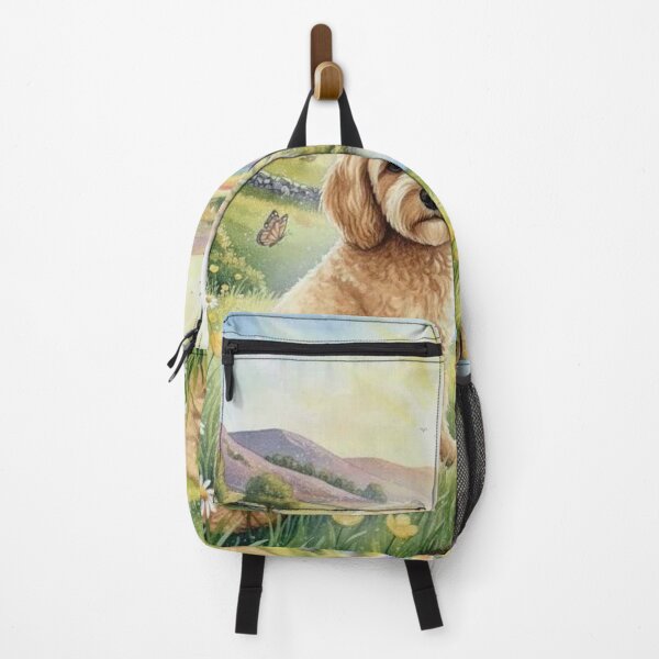 Item preview, Rainbow Bridge Dog Memorial Art – Cockerpoo in Sunlit Meadow with Rainbow designed and sold by Pixel Pout.