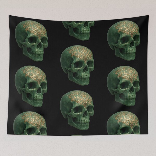 Item preview, Ebony Carved Skull with Turquoise Inlays designed and sold by LaNadaYFundante.