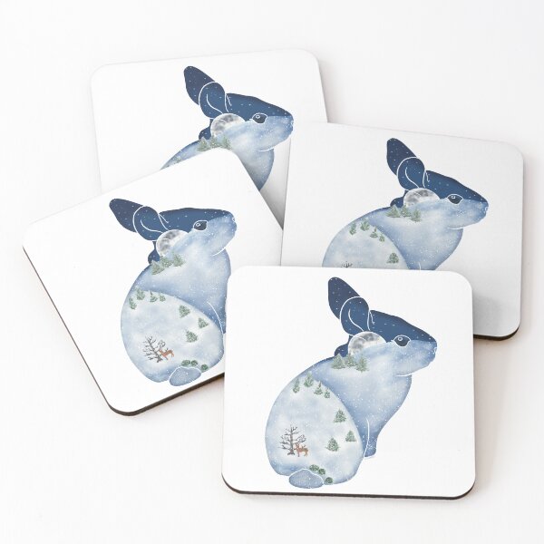 Item preview, Moonlit Hill Bunny | Midnight | Quiet Magic of Nature Winter Series designed and sold by Winooski Designs.