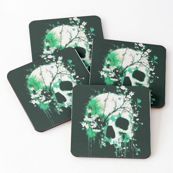 Item preview, Floral Skull Illustration with Green Vines and Blossoms designed and sold by CreativeLarysa.