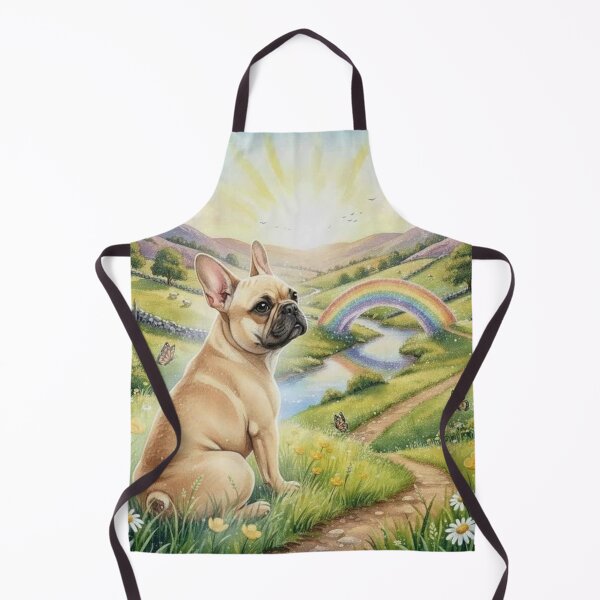 Item preview, Rainbow Bridge Dog Memorial Art – French Bulldog in Sunlit Meadow with Rainbow designed and sold by Pixel Pout.