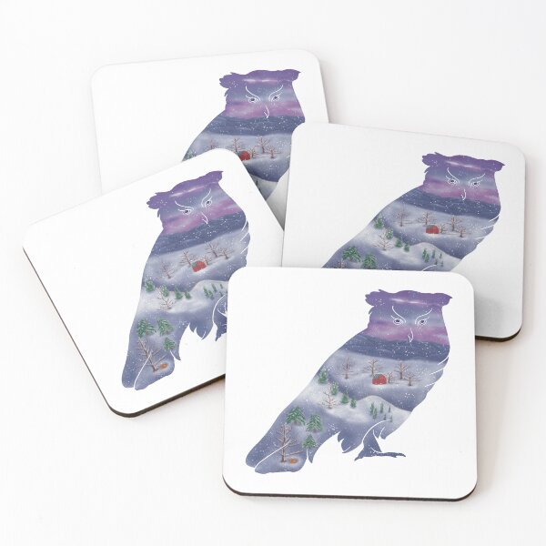 Item preview,  Blueridge Owl in Snowy Sunset | Deep Blue | Quiet Magic of Nature Winter Series designed and sold by Winooski Designs.