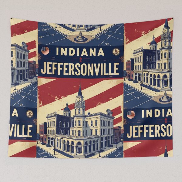 Item preview, Jeffersonville Indiana 1950s USA Vintage Travel Tourism designed and sold by TravelersGems.