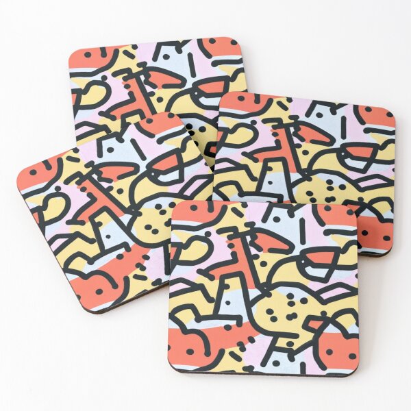 Item preview, Fun colorful line seamless, creative, minimalist, art for kids, basic shapes logo picture for kids illustration fabric black orange designed and sold by gulka8.