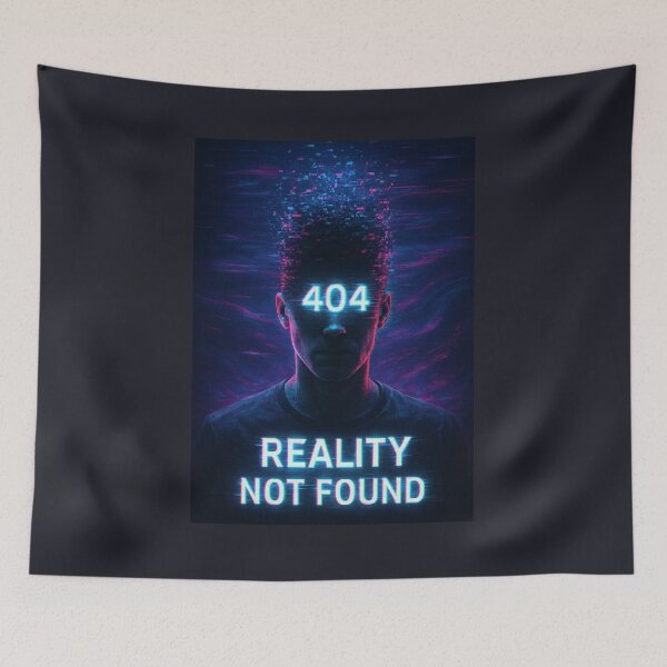 Item preview, 404 REALITY NOT FOUND – Glitch Art Cyberpunk Design designed and sold by Blackdragon1661- original.