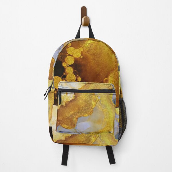 Item preview, Klimt light alcohol ink with gold oil streaks, backlit, graphic art graffiti illustration picture, yellow gold glitter designed and sold by gulka8.
