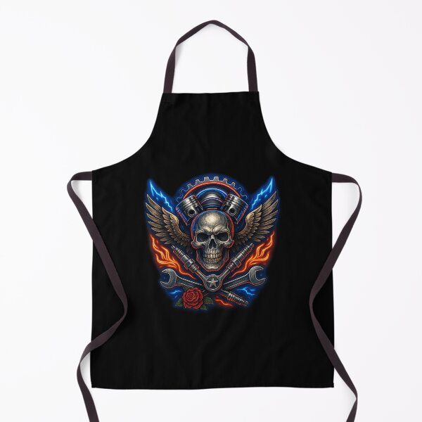 Item preview, V-Twin Skull with Wings, Spark Plugs & Neon Flames designed and sold by LaNadaYFundante.