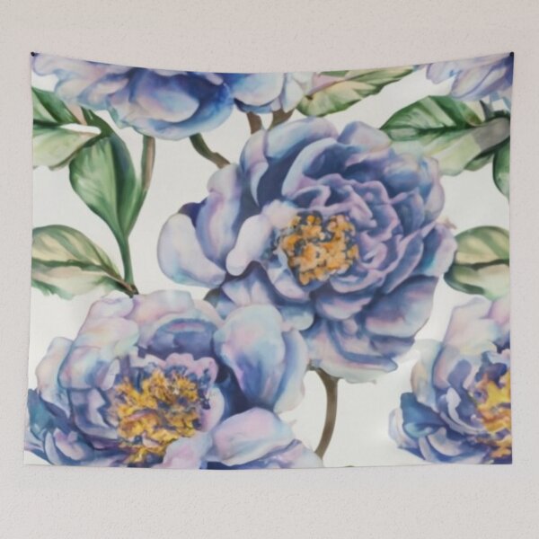 Item preview, logo graphic graffiti floral picture illustration, blue peony patter,watercolor designed and sold by gulka8.