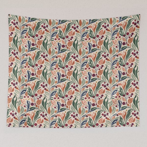 Item preview, Autumn leaves and berries - modern seamless design designed and sold by HolmeProud.