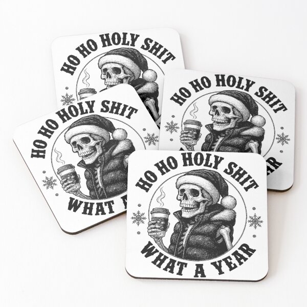 Item preview, Funny Skeleton Santa – “What a Year” Christmas Illustration designed and sold by DariusZD.