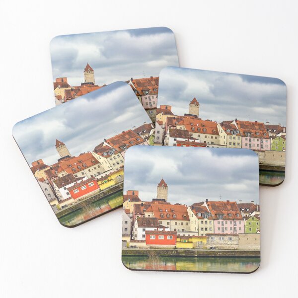 Item preview, Clock tower and colorful old buildings in Regensburg, Germany designed and sold by goceris.