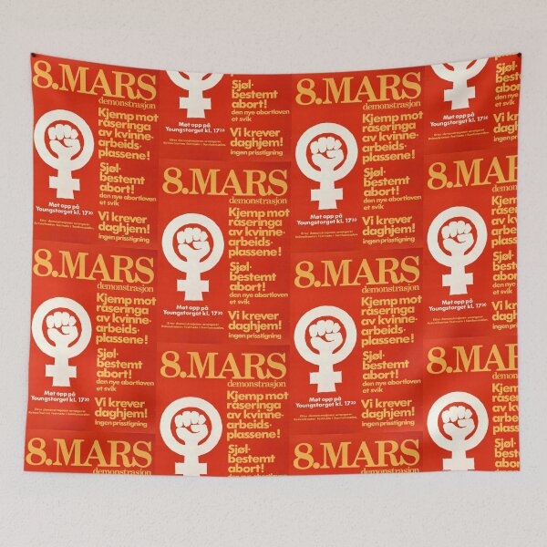 Item preview, Bold Feminist Protest Poster | March 8 Women's Day Art | Norway Activism | Red-Orange & Yellow Design | Feminism  Resistance designed and sold by artofuniverse.