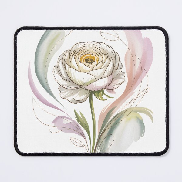 Item preview, White Ranunculus - Soft Watercolor Ranunculus Botanical designed and sold by JessArty ⭐⭐⭐⭐⭐.