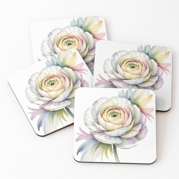 Item preview, White Ranunculus - Minimalist White Ranunculus Flower Art designed and sold by JessArty ⭐⭐⭐⭐⭐.
