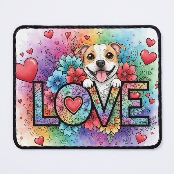 Item preview, Colorful Dog Love Typography – Cute Puppy with Hearts and Flowers Rainbow Art designed and sold by Pixel Pout.