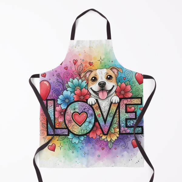 Item preview, Colorful Dog Love Typography – Cute Puppy with Hearts and Flowers Rainbow Art designed and sold by Pixel Pout.