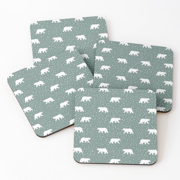 Item preview, Festive Polar Bear Pattern on Snowy Background designed and sold by aimeeandkate.