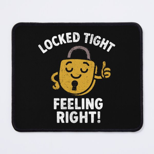 Item preview, Locked Tight Feeling Right – Funny Male Chastity Padlock Cartoon designed and sold by Louise Bastard.