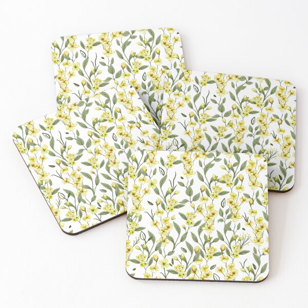 Item preview, Yellow Small Flowers Twigs Pattern designed and sold by Farissa Designs.