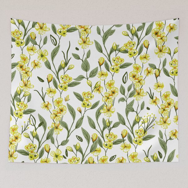 Item preview, Yellow Small Flowers Twigs Pattern designed and sold by Farissa Designs.